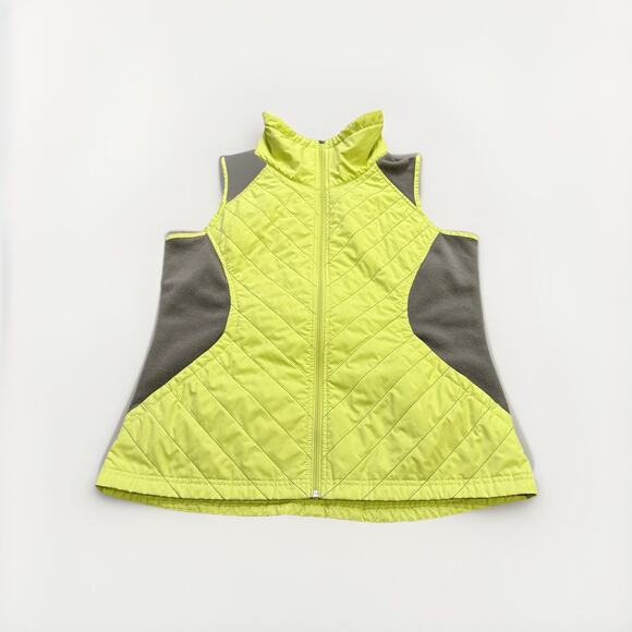 Columbia Womens Yellow Gray Quilted Fleece Fill Zip Vest Jacket Size L AL1007 - Picture 1 of 10